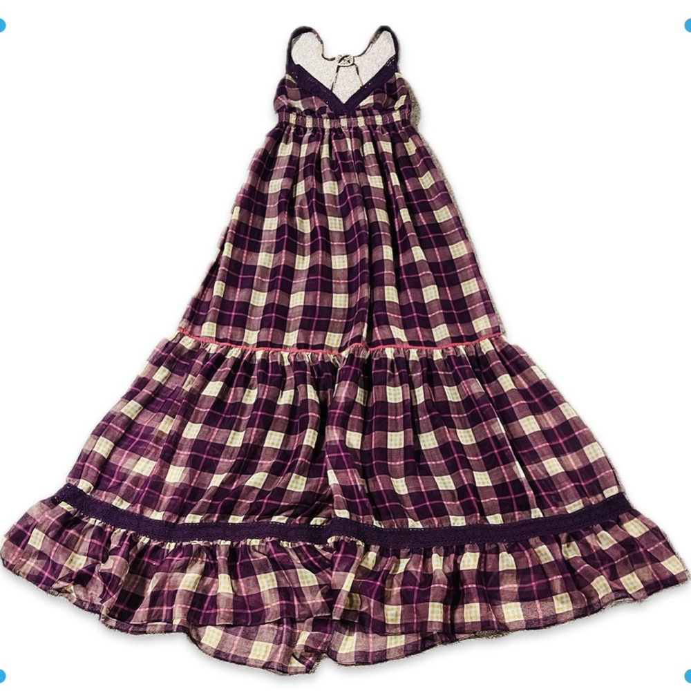 Zara Plaid Maxi Beach Purple Dress, Brand New Size S/M